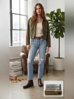 Levi's Red Tag 501 Light Blue Distressed Boot Cut Jeans